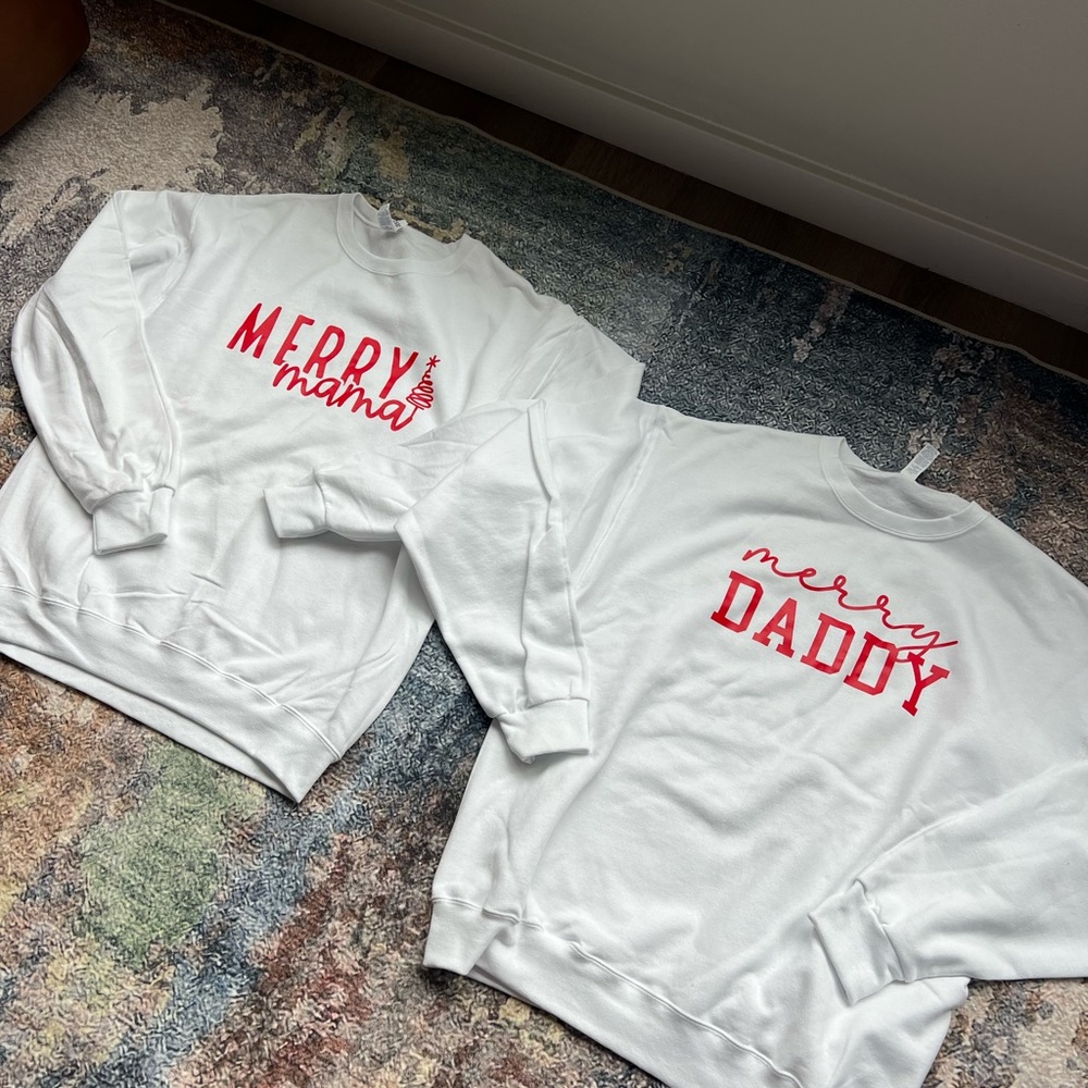 Merry Mama-Merry Daddy Womens Medium and Men Large. Price is for both. Brand new